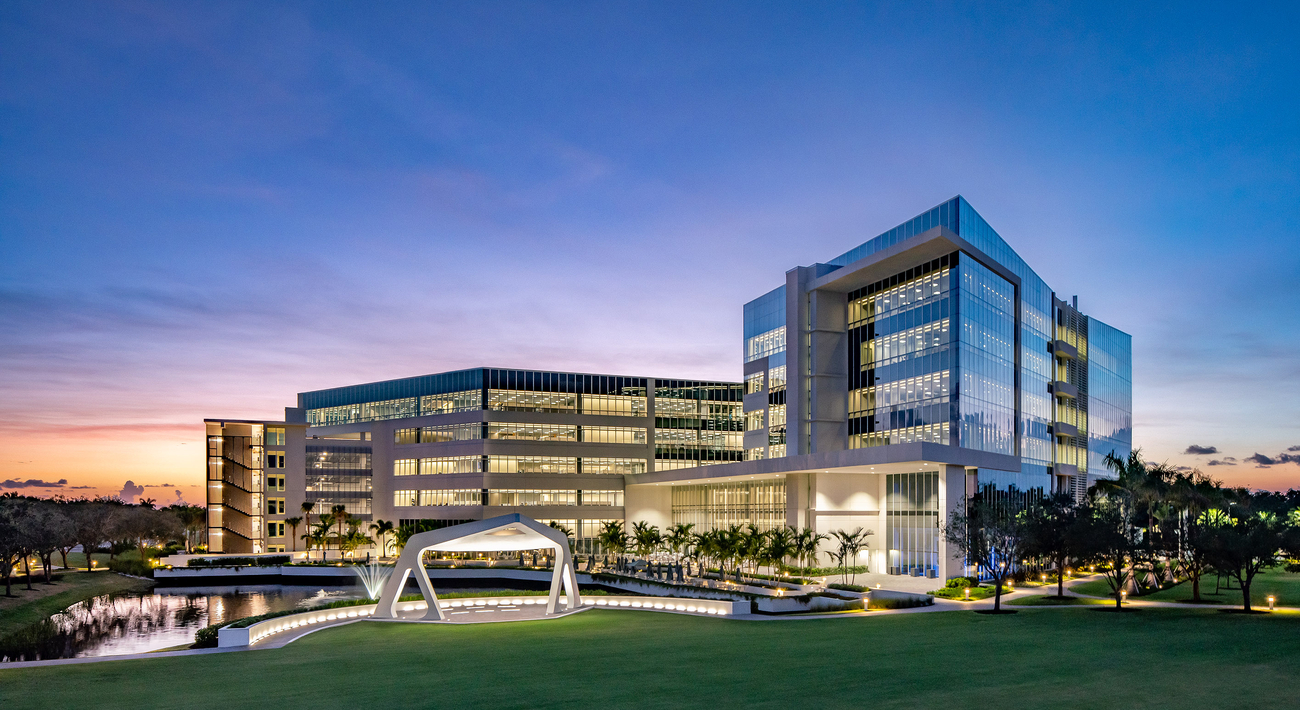 Arthrex Campus at dusk