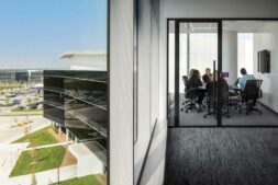 Carson headquarters design meeting behind electrochromic glass