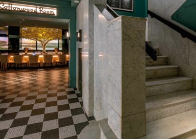 Marble stair and Cottonwood Room bar