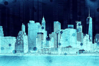 black and blue smart city image rendering